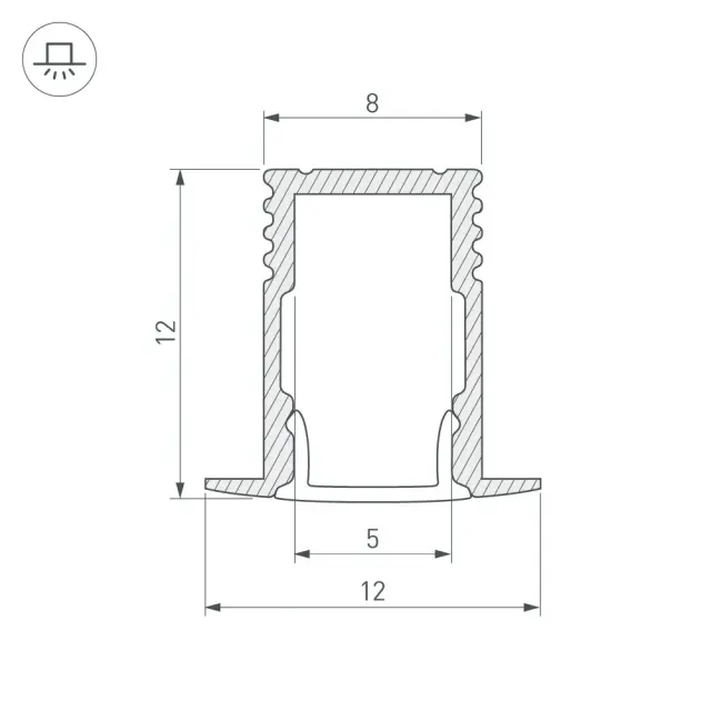 Профиль SL-MINI-8-H12-F12-2000 ANOD, ракурс 3