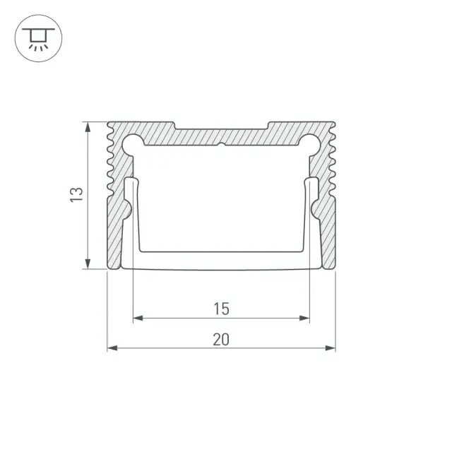 Профиль SL-SLIM20-H13-2000 ANOD, ракурс 3