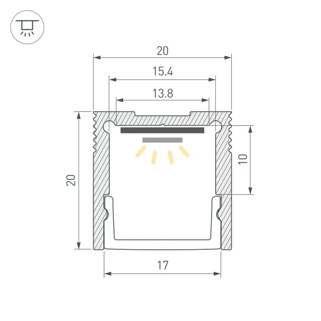 Профиль SL-SLIM20-H20-2000 ANOD, ракурс 3