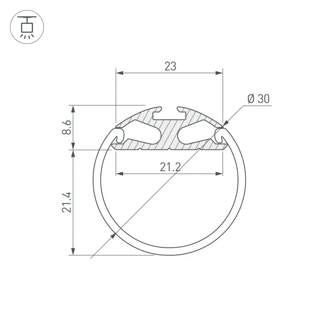 Профиль ROUND-D30-2000 ANOD, ракурс 3