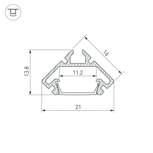 Профиль PDS45-LITE-2000 ANOD, ракурс 3
