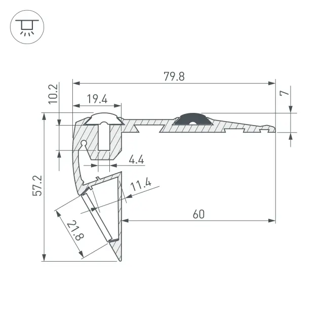 Профиль STEP-FRONT-2000 ANOD, ракурс 3