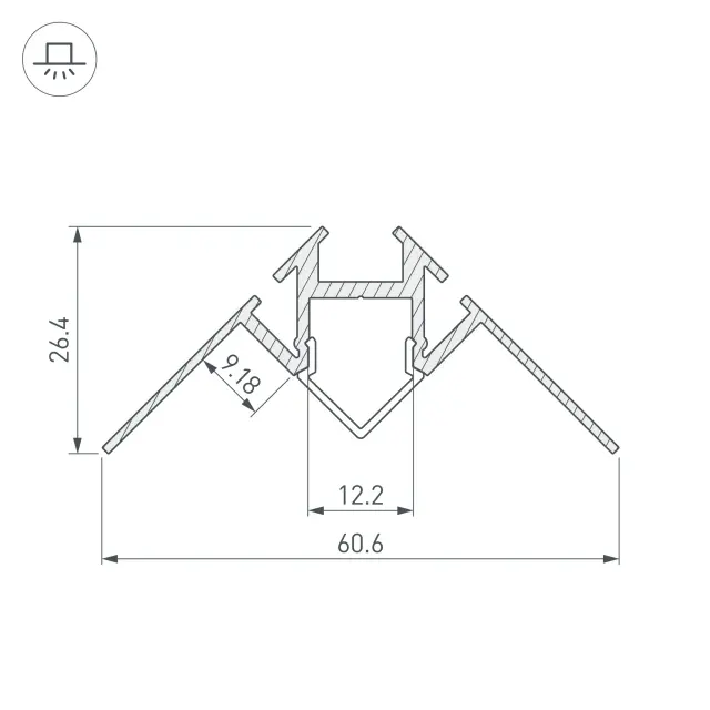 Профиль ARH-DECORE-S12-INT-2000 ANOD внутренний, ракурс 4