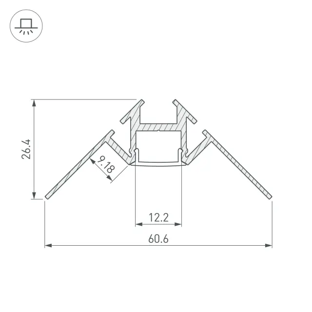 Профиль ARH-DECORE-S12-INT-2000 ANOD внутренний, ракурс 5