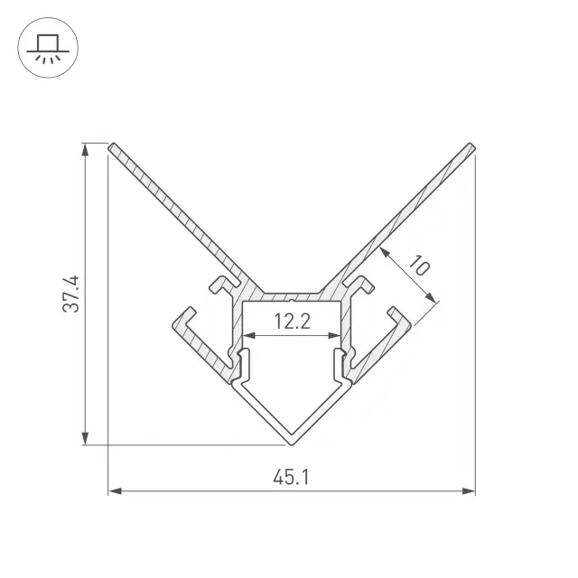Профиль ARH-DECORE-S12-EXT-2000 ANOD внешний, ракурс 4
