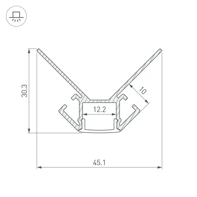Профиль ARH-DECORE-S12-EXT-2000 ANOD внешний, ракурс 5
