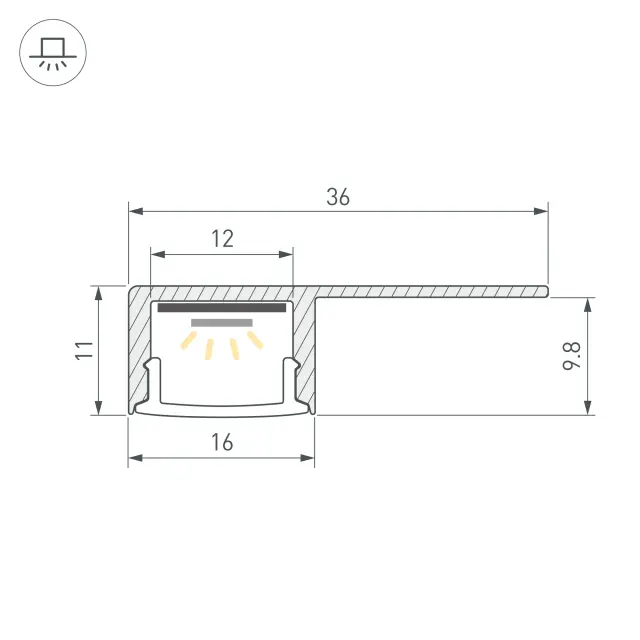 Профиль ARH-DECORE-S12-LINE-EDGE-2000 ANOD, ракурс 3