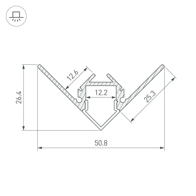 Профиль ARH-DECORE-S12-EXT-F-2000 ANOD внешний, ракурс 3