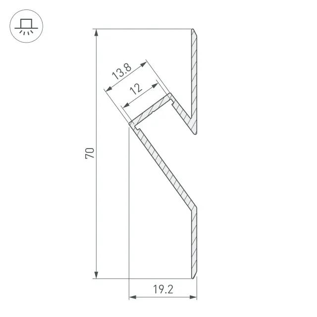 Профиль ARH-DECORE-S12-CAVE-F-2000 ANOD, ракурс 2