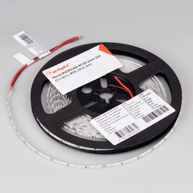Светодиодная лента MICROLED-M120-4mm 24V Day4000 (5.4 W/m, IP20, 2216, 5m), ракурс 4