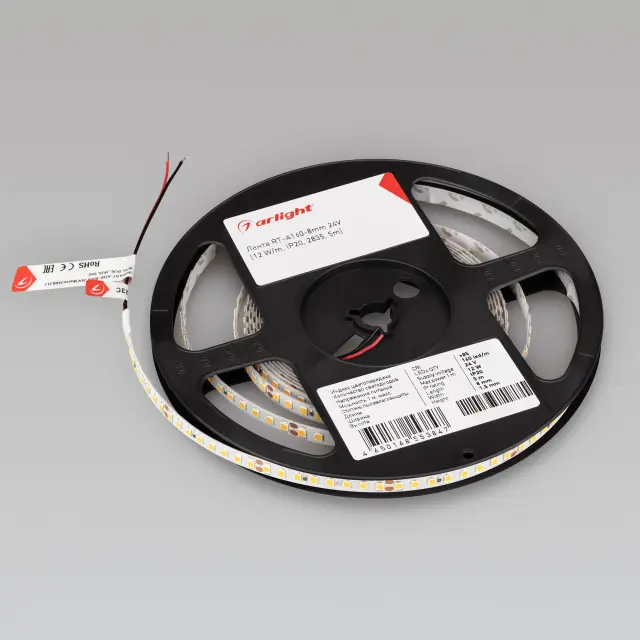 Светодиодная лента RT-A160-8mm 24V Day5000 (12 W/m, IP20, 2835, 5m), ракурс 3