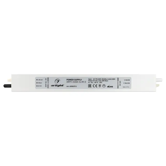 Блок питания ARPV-24060-SLIM-D (24V, 2.5A, 60W), ракурс 3