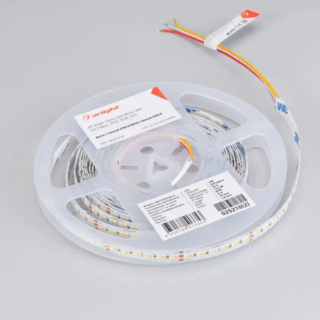 Светодиодная лента RT-A240-10mm 24V White-MIX (19.2 W/m, IP20, 3528, 5m), ракурс 3