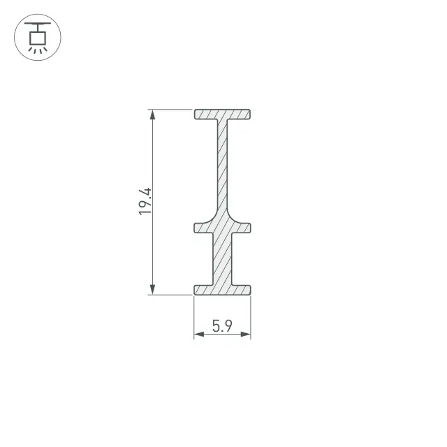 Профиль-держатель FOLED-RAIL-2000, ракурс 2