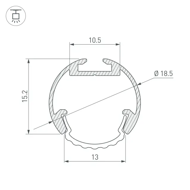 Профиль ROUND-D18-2000 ANOD, ракурс 3