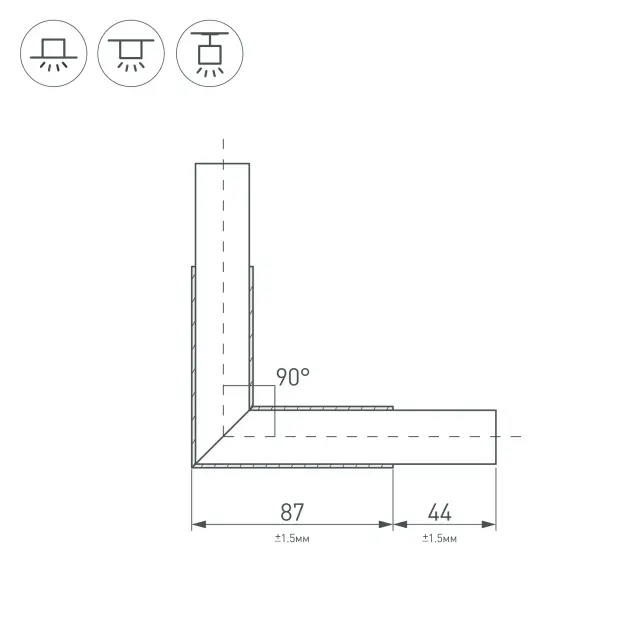 Угол PLS-LOCK-H25-L90 (с экраном MAT-L), ракурс 2