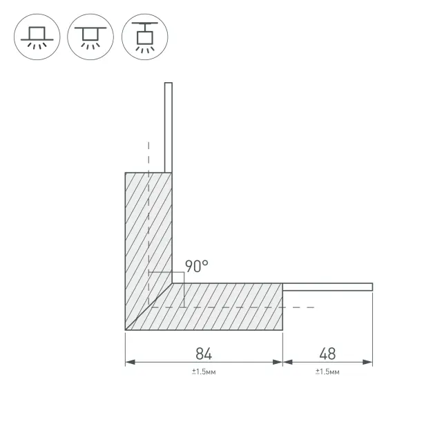 Угол PLS-LOCK-H25-L90N внутренний (с экраном MAT-L), ракурс 2