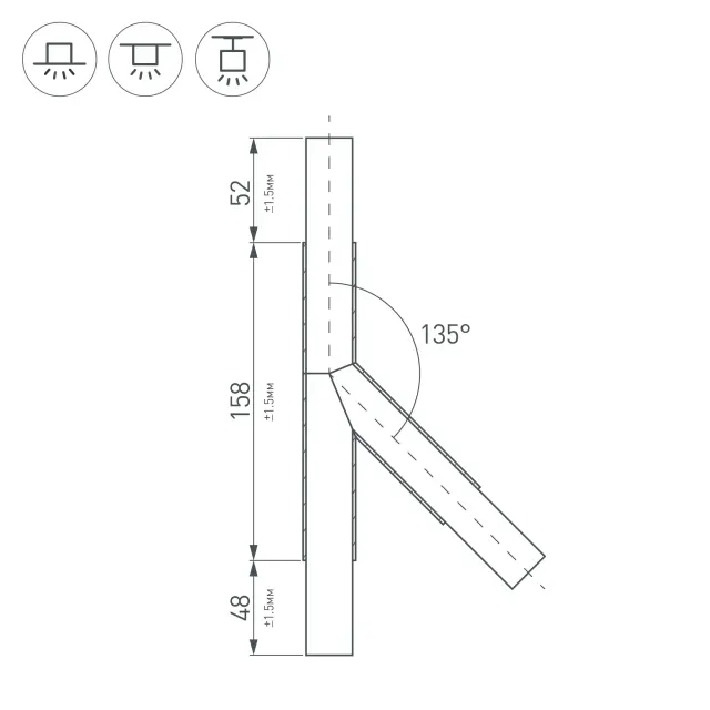 Тройник PLS-LOCK-H25-T135L левый (с экраном MAT-L), ракурс 2