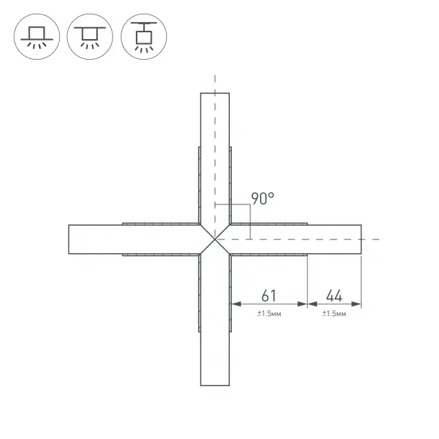 Крестовина PLS-LOCK-H25-Х90 (с экраном MAT-L), ракурс 2