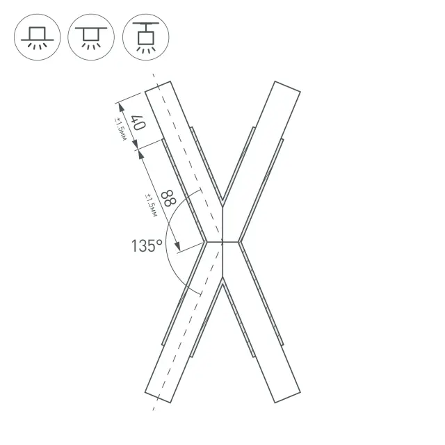 Крестовина PLS-LOCK-H25-Х135 (с экраном MAT-L), ракурс 2