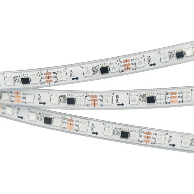 Светодиодная лента герметичная SPI-P-B60-12mm 12V RGB-PX3 (14.4W/m, IP66, 5060, 5m), ракурс 3