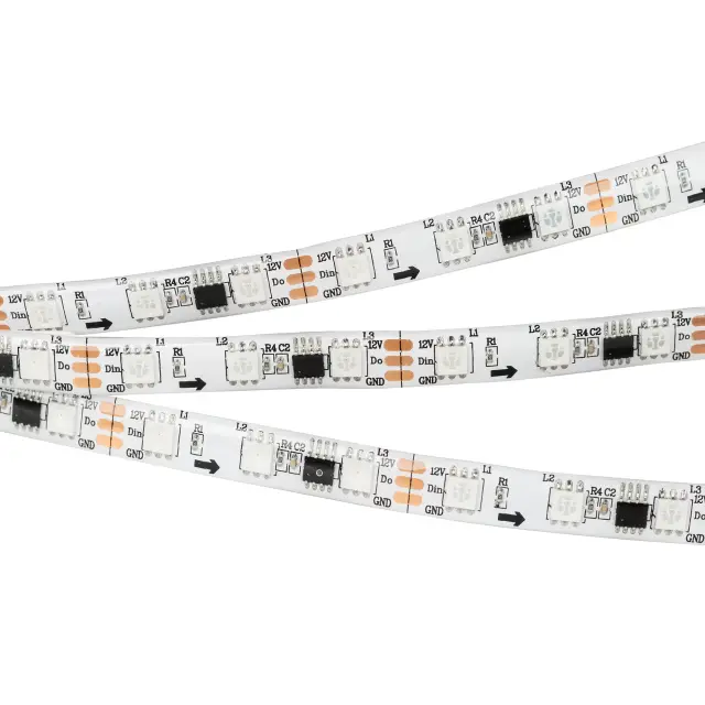 Светодиодная лента герметичная SPI-SE-B60-10mm 12V RGB-PX3 (14.4 W/m, IP65, 5060, 5m), ракурс 3
