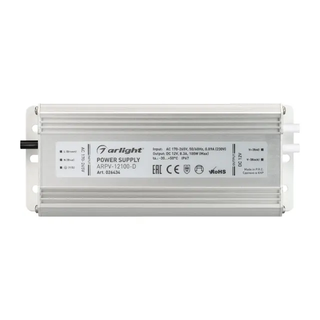 Блок питания ARPV-12100-D (12V, 8.3A, 100W), ракурс 3