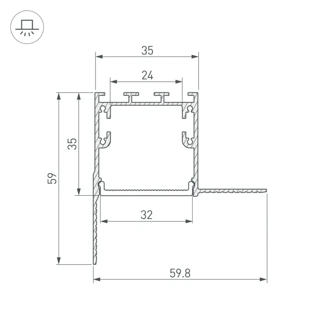 Профиль SL-LINIA32-FANTOM-EDGE-2000 ANOD, ракурс 4