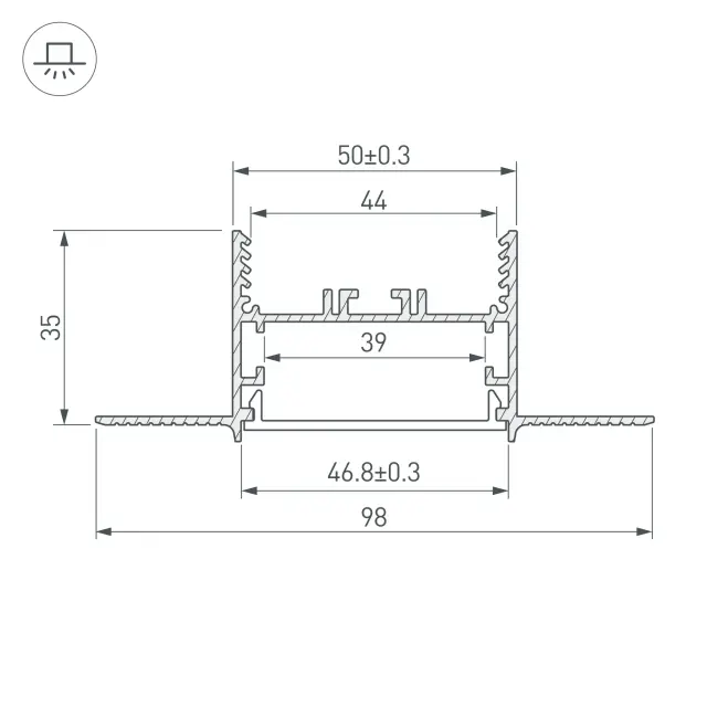 Профиль SL-LINIA45-FANTOM-2000 ANOD, ракурс 3