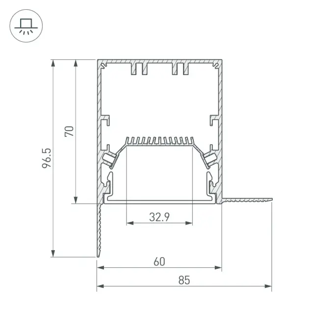Профиль SL-LINIA55-FANTOM-EDGE-2000 ANOD, ракурс 3