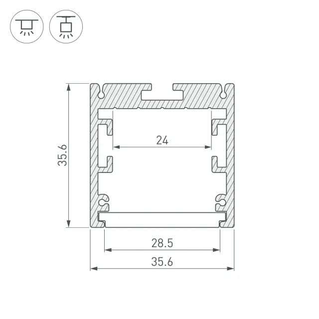 Профиль SL-ARC-3535-D800-A90 SILVER (630мм, дуга 1 из 4), ракурс 3