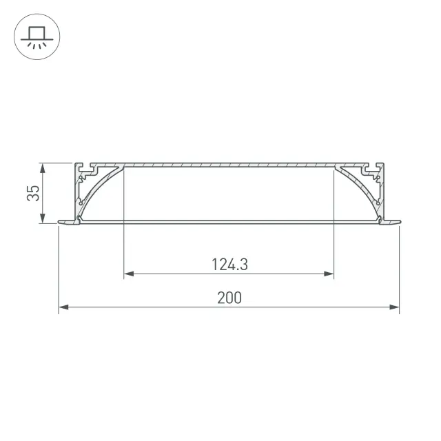 Профиль с экраном ARH-POWER-W200-F-2000 ANOD, ракурс 3