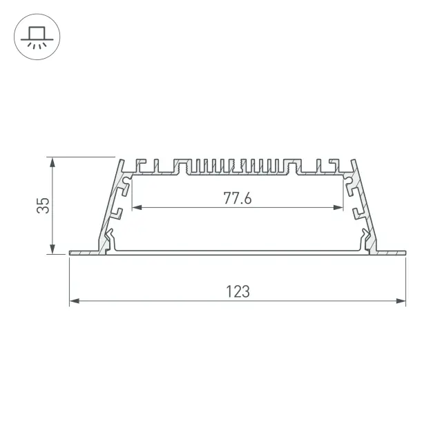 Профиль с экраном ARH-POWER-W120-F-2000 ANOD, ракурс 3