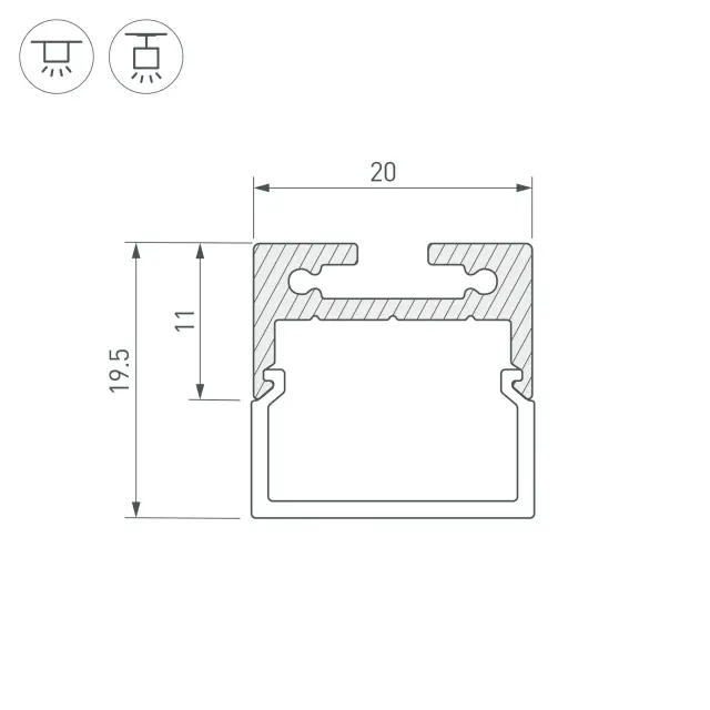 Профиль с экраном SL-LINE-2011M-2500 BLACK+OPAL SQUARE, ракурс 5