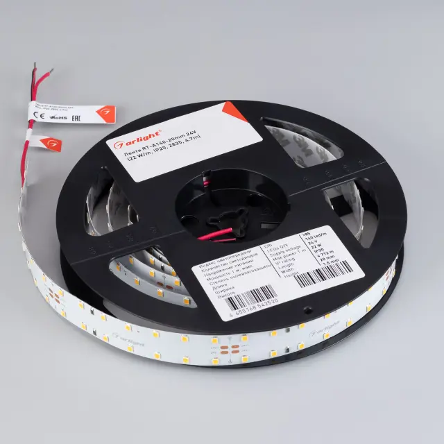 Светодиодная лента RT-A140-20mm 24V Day4000 (22 W/m, IP20, 2835, 4.7m), ракурс 3