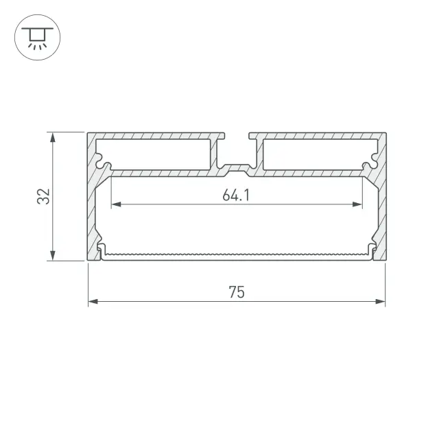 Профиль с экраном SL-LINE-7532-2000 ANOD, ракурс 3