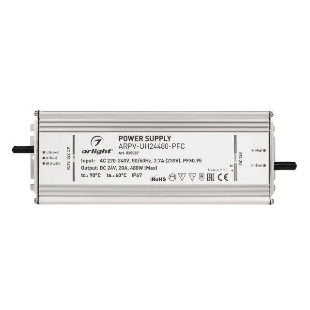 Блок питания ARPV-UH24480-PFC (24V, 20A, 480W), ракурс 3