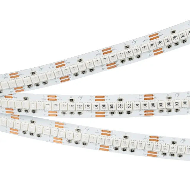 Светодиодная лента RT-G240-12mm 24V RGB (18 W/m, IP20, 3838, 5m), ракурс 2