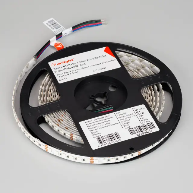 Светодиодная лента RT-G240-12mm 24V RGB (18 W/m, IP20, 3838, 5m), ракурс 4