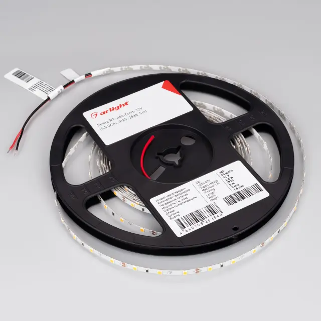 Светодиодная лента RT-A60-5mm 12V White6000 (4.8 W/m, IP20, 2835, 5m), ракурс 4