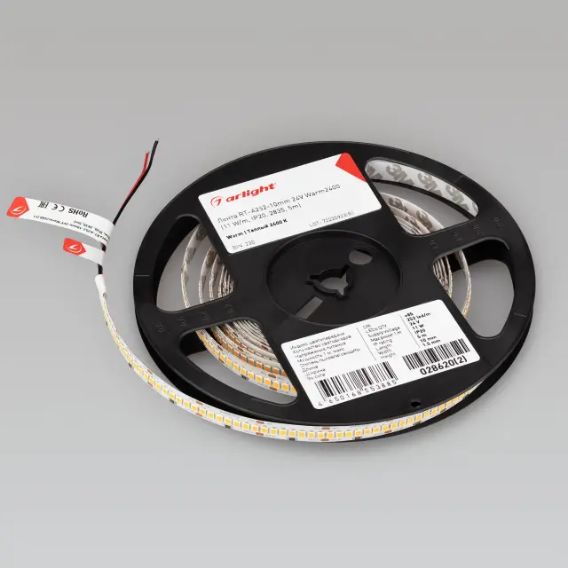 Светодиодная лента RT-A252-10mm 24V Warm2400 (11 W/m, IP20, 2835, 5m), ракурс 5