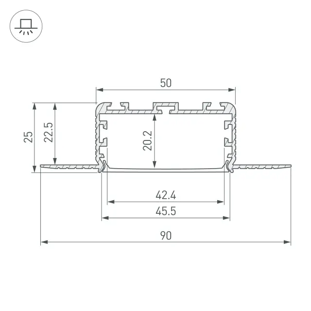 Профиль KLUS-POWER-W50H25-F-HIDE-2000, ракурс 3