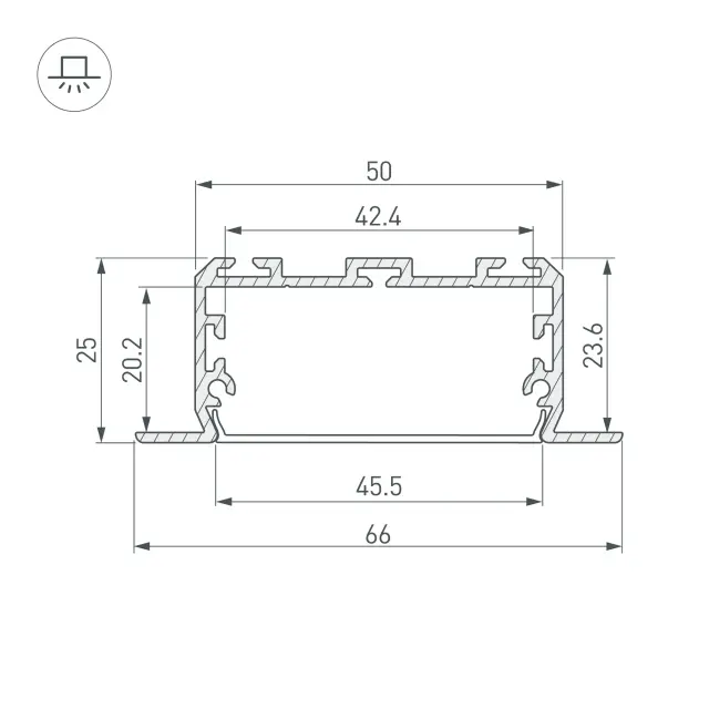 Профиль KLUS-POWER-W50-FS-2000 ANOD, ракурс 3