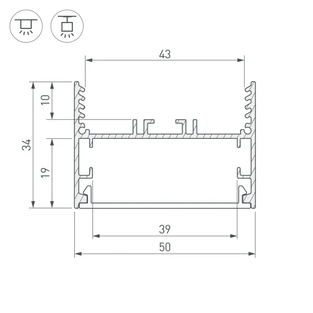 Профиль SL-LINE-5035-2000 ANOD, ракурс 3