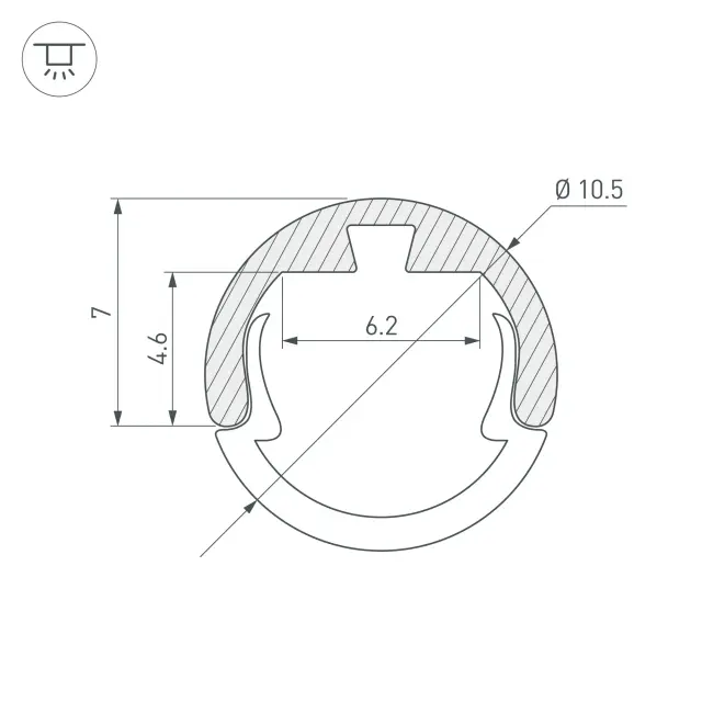 Профиль ROUND-D10.5-2000 ANOD, ракурс 3