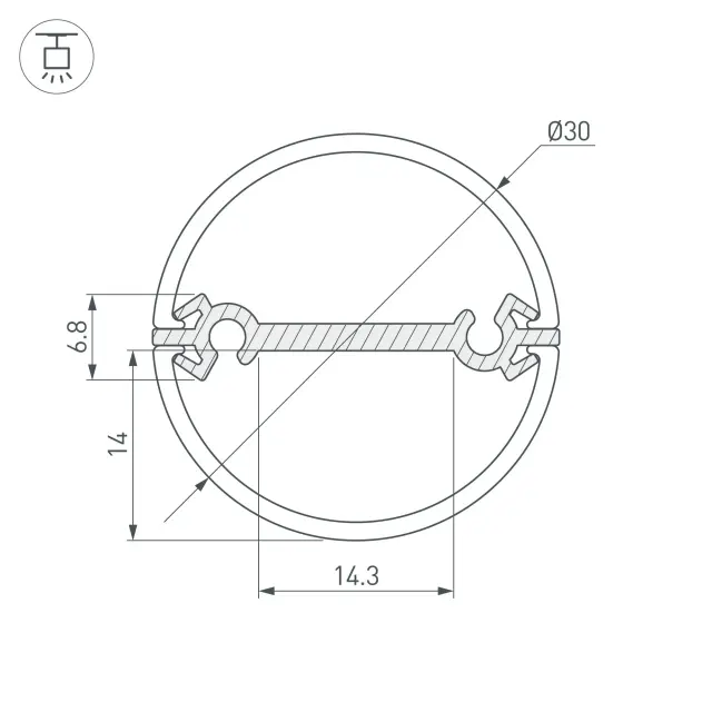 Профиль ROUND-D30-DUAL-2000 ANOD, ракурс 3
