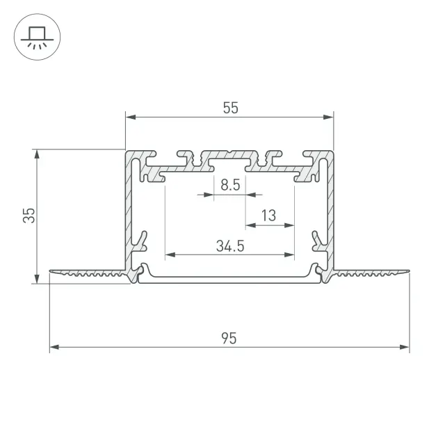 Профиль SL-LINIA55-FANTOM-2500 SEAMLESS ANOD, ракурс 4