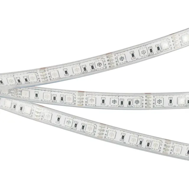 Светодиодная лента герметичная RTW-PU-B60-12.5mm 12V RGB (14.4 W/m, IP68, Wire 2m, 5m)
