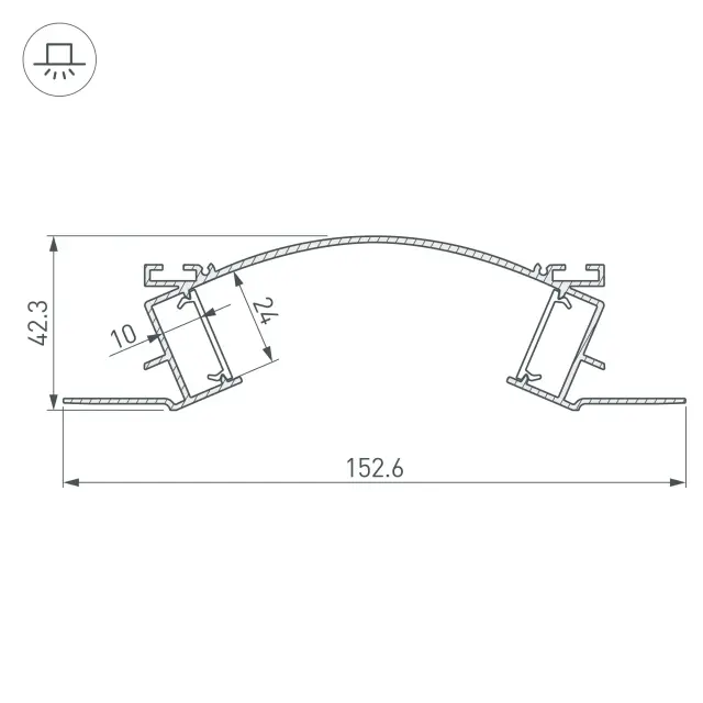 Профиль с экраном ALM-ARC-DOUBLE-2000 ANOD+FROST, ракурс 3
