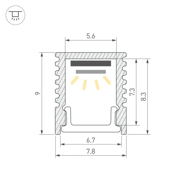 Профиль SL-MINI-8-2000 ANOD BLACK, ракурс 5